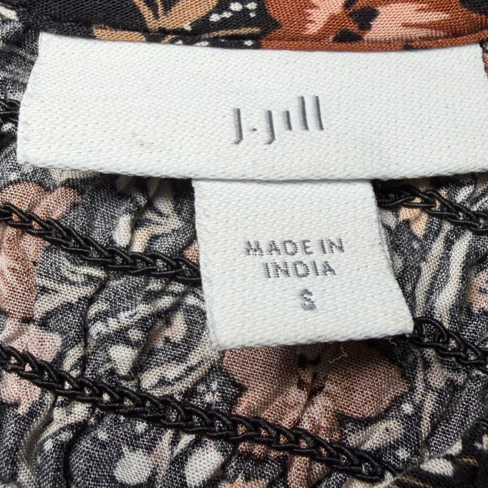 J Jill Womens Size Small Blouse Floral Paisley Smocked Viscose Rayon Boho Earthy - Picture 4 of 12